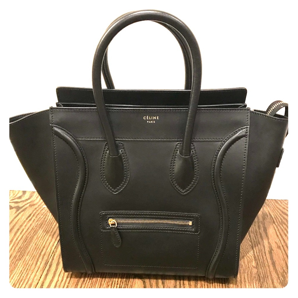 Celine Phantom Bag in Calfskin (Medium, Black)